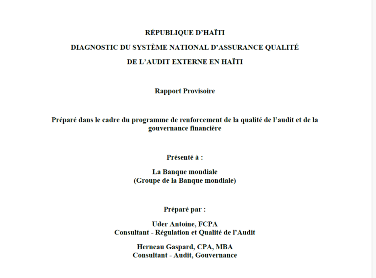 Diagnostic du système national d’assurance qualité de l’audit externe en Haïti